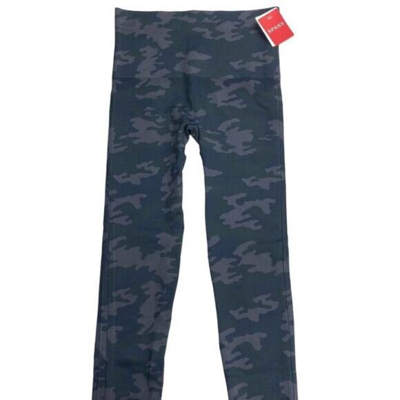 Spanx Look at Me Now Camo Blue Seamless Leggings Womens Size Small - Picture 4 of 8